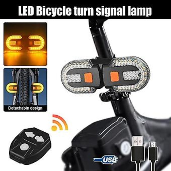 USB LED sykkel baklys, bremselys, blinklys, fjernkontroll ( )