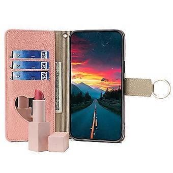 För Samsung Galaxy Xcover7 Telefonfodral Crossbody Dragkedja Plånboksfodral med Sminkspegel (Stil A)
