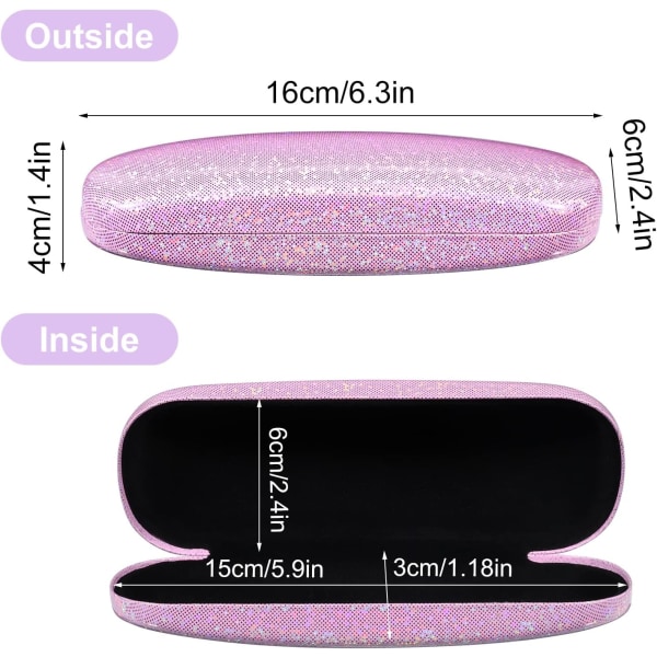 2pcs  Pink White Hard Shell Eyeglasses Case Bling PU Leather Glas