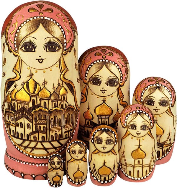 Nesting Dolls, 7 stykker, Serie med russiske dukker Matryos
