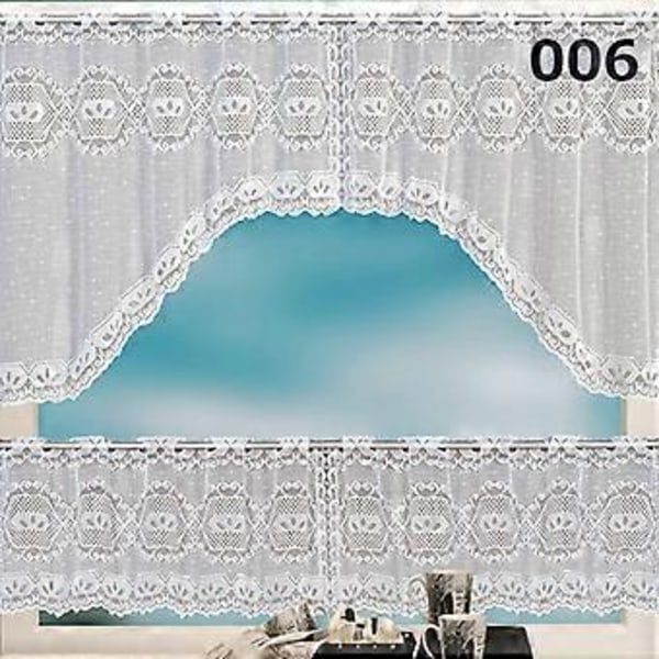 Hvid gardin sæt i europæisk stil, blonder, cafevinduer, warp-strikket jacquard gardiner til hjemmet 001( 006)