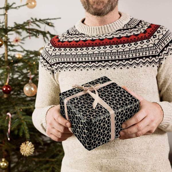 Presentinslagningspapper, Set med 3 Geometriska Mönster Guld Inslagningspapper