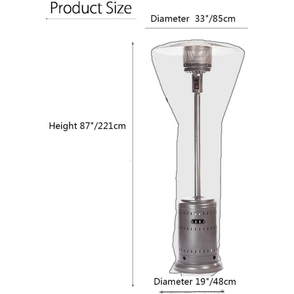 1 stk. 221 cm terrassevarmerbetræk, vandtæt udendørs terrassevarmerbetræk