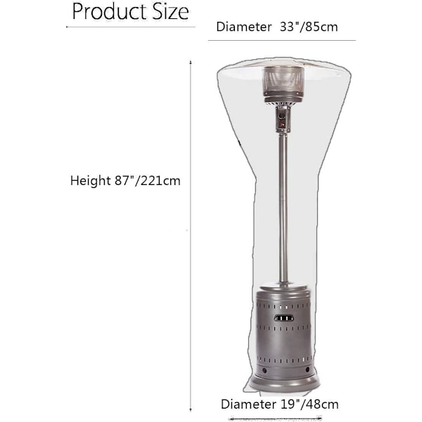 1PC 221cm Patio-lämmittimen suojus, vedenpitävä ulkolämmittimen suojus