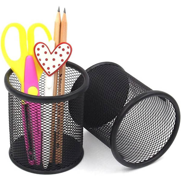 5 stk. runde penneholdere, metalnet penneholder, net pennepot, M