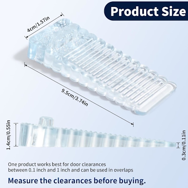 (Transparent) 6 stk PVC dørstopper, høydejusterbar gulvdørstopper og stabelbar for bruk,