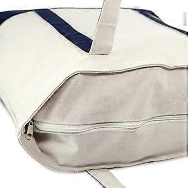 55,88 cm robust bomuldsstof-totebag (med lynlås), marineblå, sort