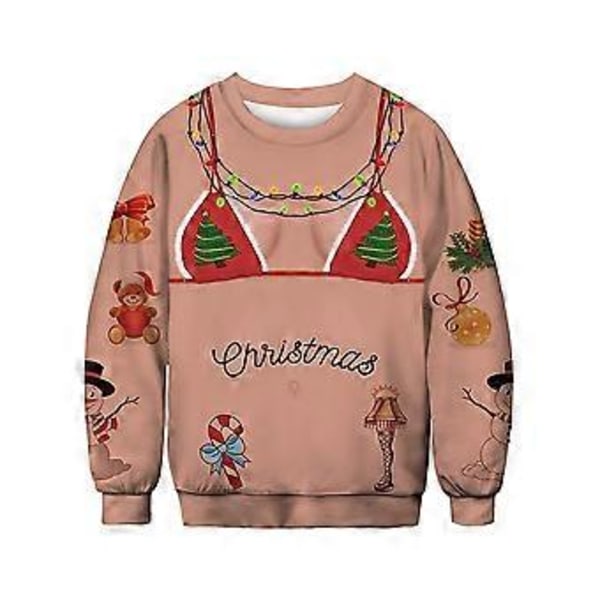Morsom og stygg julegenser Sweatshirt Hettegenser Genser Pullover Party Topper Ny(M Aprikos)