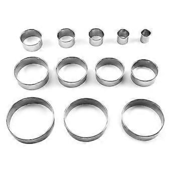 1 Set Cirkelformad Kakform Livsmedelsgodkänd Polerad Yta Rostfri Korrosionsbeständig Non-stick Cirkelformad Kakform Degskärare i Rostfritt Stål