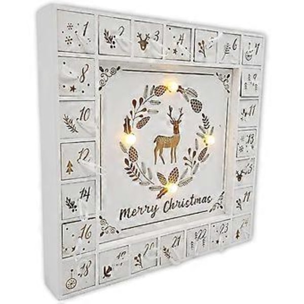Vintage Adventskalender Trä Juldekoration Trä Belyst