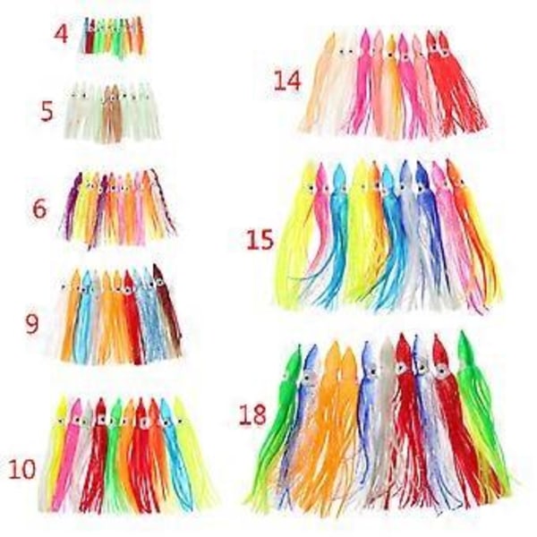 10 st Plastfiskebeten Squid Skirt Trolling Bläckfisk Mjukbete (5CM)