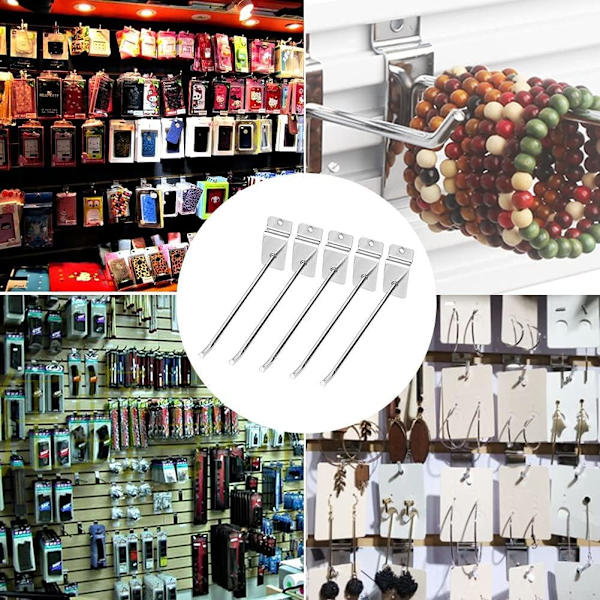 25 stk. kroge vægdisplayholder rustfrit stål ophængningskrog til supermarked 15 cm