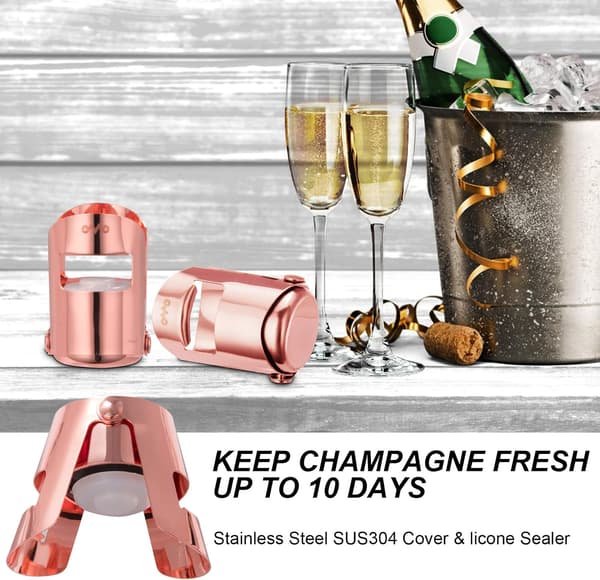 Champagne Stopper, Rustfritt Stål Flaskestopper Forseglingsmiddel for Spar