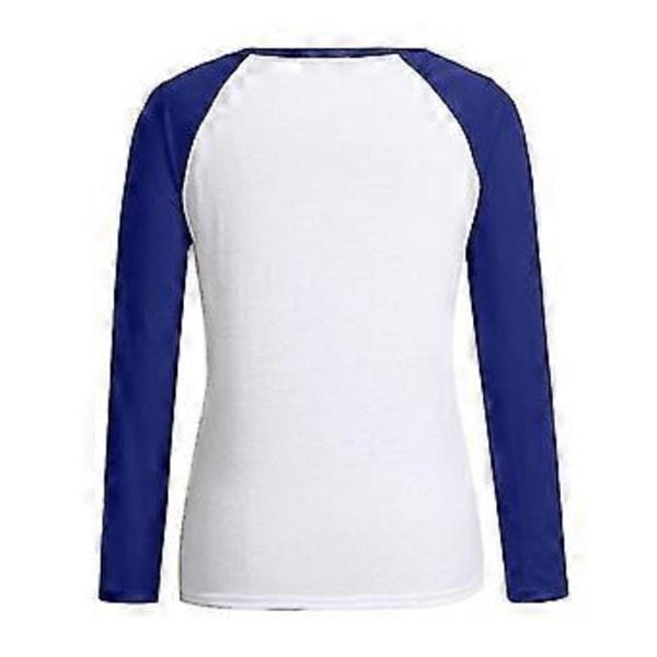 hmwy-dame julemandsprint t-shirt bluse basic top tee shirt (XL Blå)