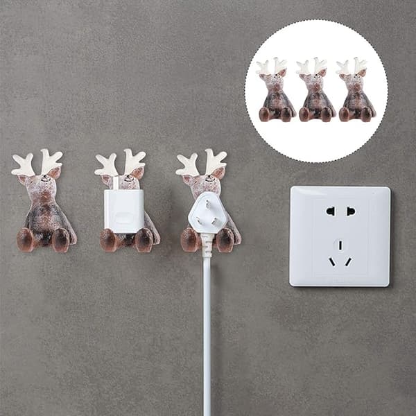 3-pack julmotiv tecknad spårlös krok plugg strömkabel O