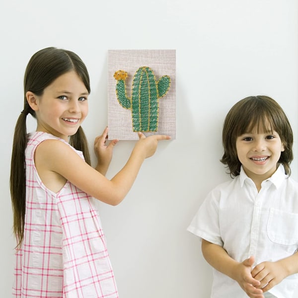 20cmx20cm DIY String Art Kit til begyndere DIY Kaktus Craft Kit til ferie Unik gave Kaktus Negl P
