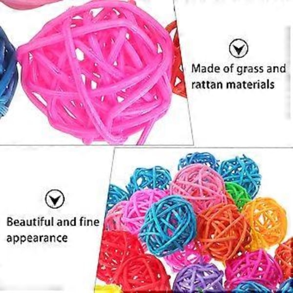 50 ST 3CM Färgglada Rottingbollar Papegoja Tuggleksak Boll Hem DIY Dekorativ Boll