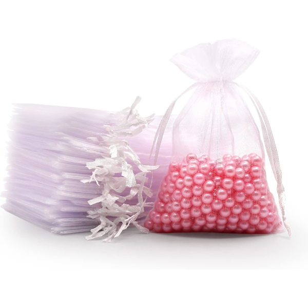 100-pack organza påsar 7 x 9 cm rosa