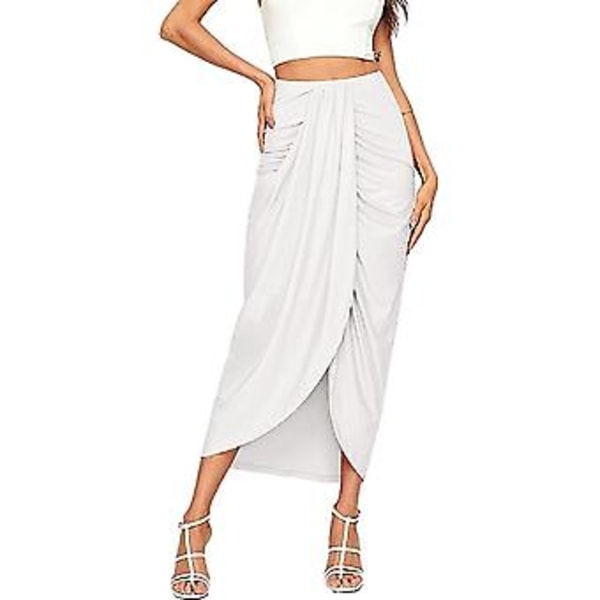 Kvinners Avslappet Split Wrap Asymmetrisk Elastisk Høytaljet Maxi Drapert Skjørt