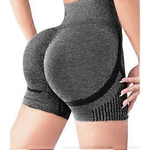 Dame Højtaljede Yoga Gymnastikshorts, Sports Stretch Shorts (S/M Grå)