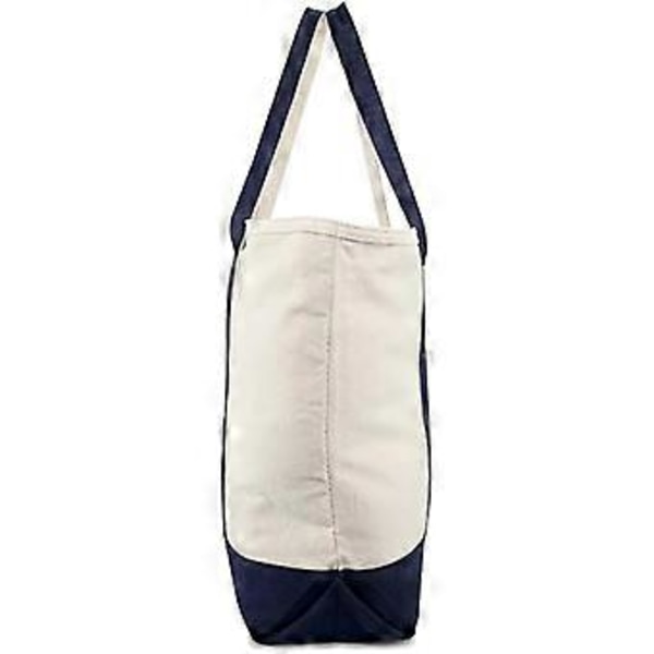 55,88 cm robust bomuldsstof-totebag (med lynlås), marineblå, sort