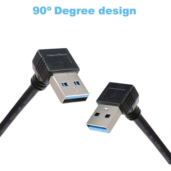 USB 3.0 forlængerkabel - Op og ned vinkel - Han til hun - 2 Pa