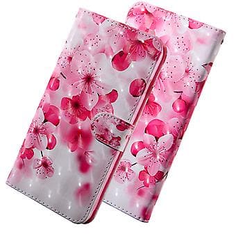 TPU + PU Lærveske til Galaxy S9 (Rød Blomst)