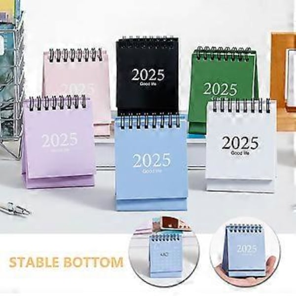 6 stk. Mini Bordkalender 2025 Stående Flip Skrivebordskalender Dobbel Wire Binding Mini Daglig Planlegger For Hjemmekontor Skole