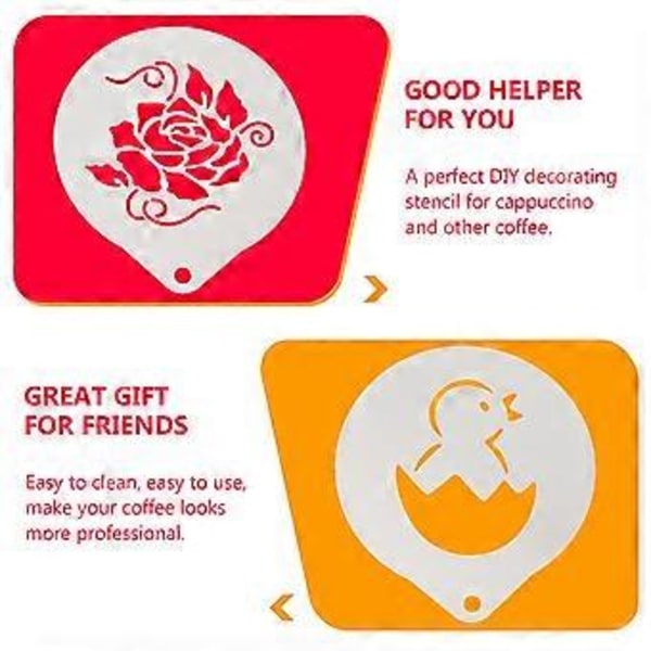 3 st Rostfria Kaffestenciler Latte Cappuccino Kanin Mall