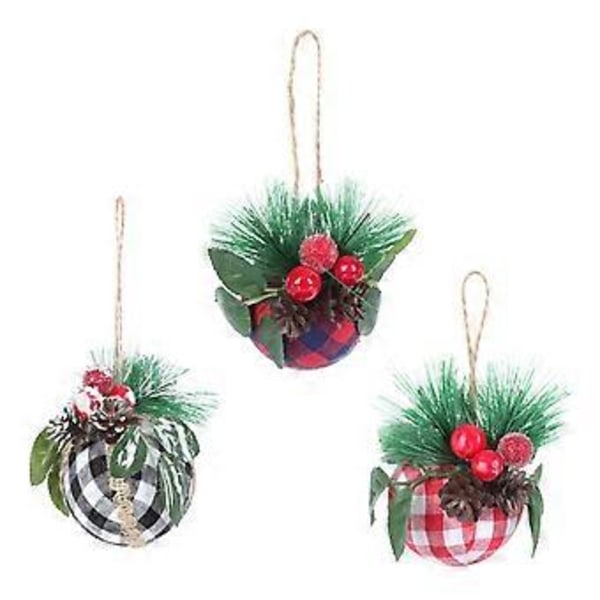 6 st Julkrubba Dekor Julbär Hängande Bollar Kottar Ornament Julgransprydnader Julklappsetiketter