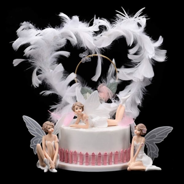 Tinkerbell-figur for hjemmekontor, kake, bil, bordpynt, 3 stk.