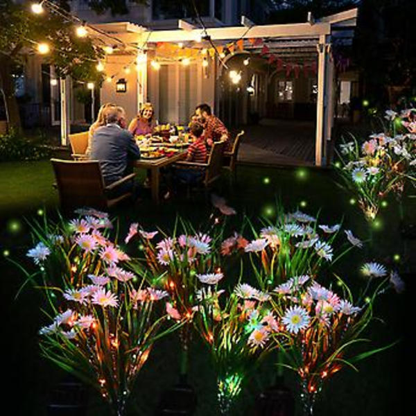 2 kpl LED aurinkokukka valot ulkona puutarhatolppa maisemakoristevalaisin (valkoinen)