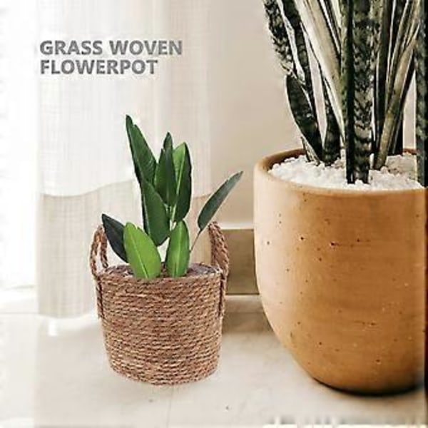 1st Heminredning Retro Förvaring Halm Blomkruka Multifunktionell Blomlåda (25CM)