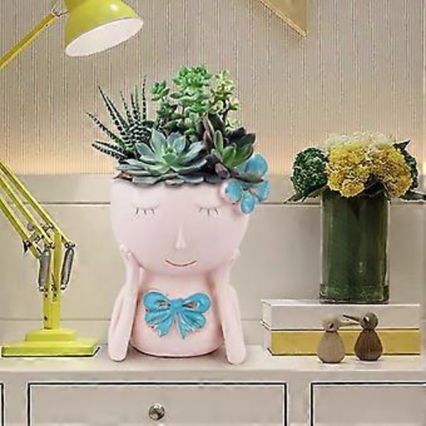 2 x Havfrue Hode Statue Plantepotte Skrivebord