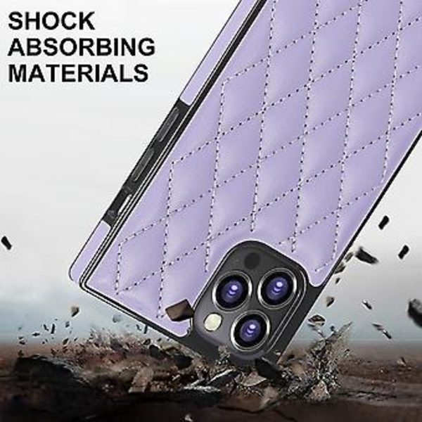 iPhone 14-fodral med kedja i PU-läder Datura Diamond Lattice (Lila)