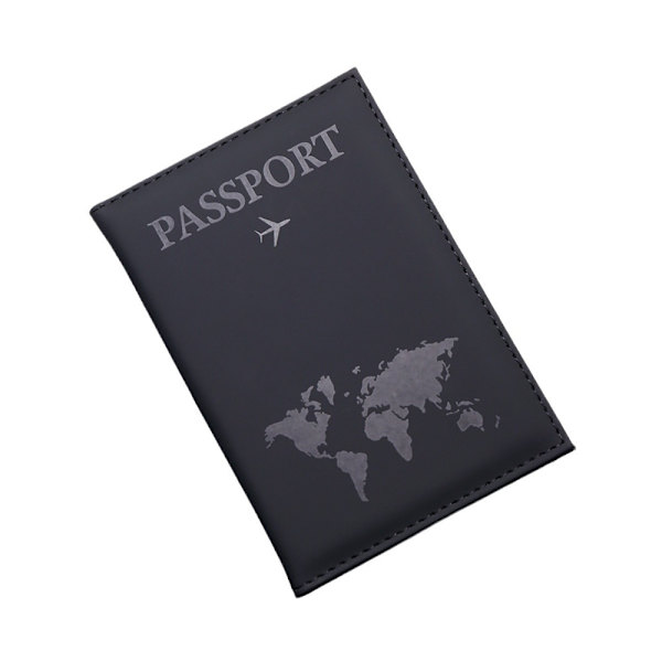 Svart, PU matt kart passveske, passholder, passbeskyttelse