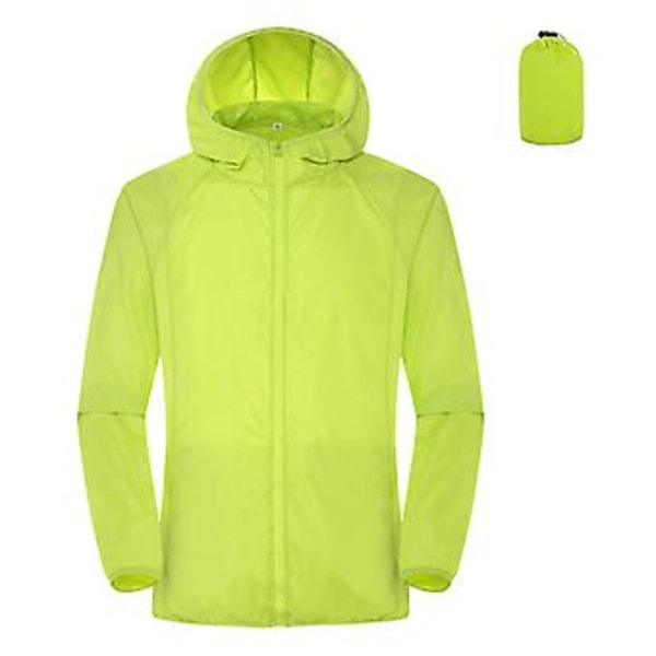 Hupullinen pitkähihainen, kutistuvat hihansuut, taskut, vetoketjullinen etulevy, tuulenpitävä takki miehille ja naisille, vedenpitävä, aurinkosuojallinen takki (2XL Fluoresoiva vihreä)