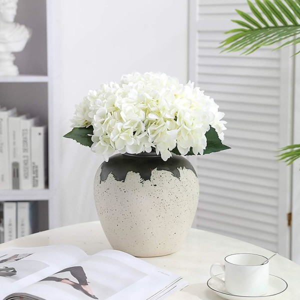 Kunstig hortensia blomst, 5 stk. enkelt lang silkestilk 6,3 tommer