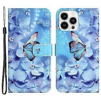 Wallet Case til iPhone 15 Pro Max i PU Læder med 3D Mønsterprint og Stativ (Stil H)