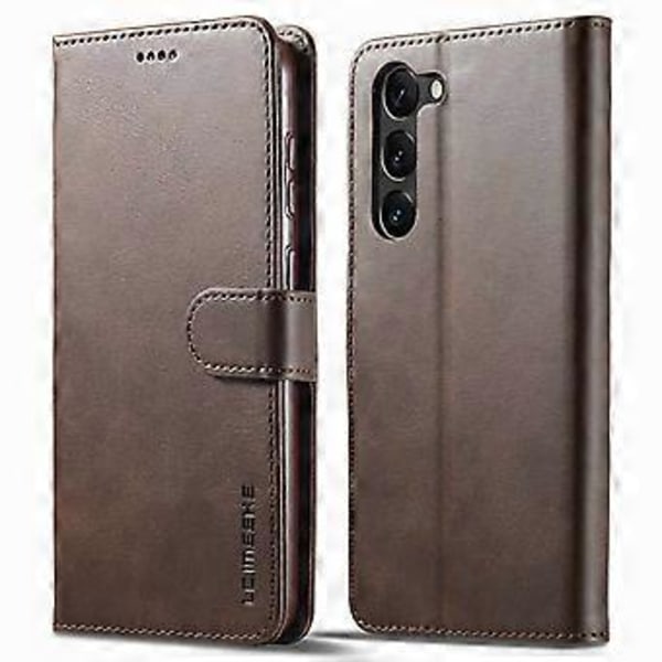 LC.IMEEKE Fodral för Samsung Galaxy S24+ Kalvläder med Stativ Skyddande Skal (Stil A)