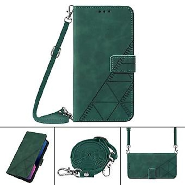 Crossbody Læderetui til vivo V20 / V21e 4G (Mørkegrøn)