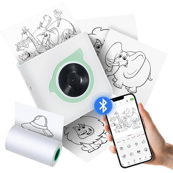 L8 Mini Fotoprinter, Lomme Termisk Printer, Bærbar Trådløs Fotoprinter 203DPI Gave til DIY P