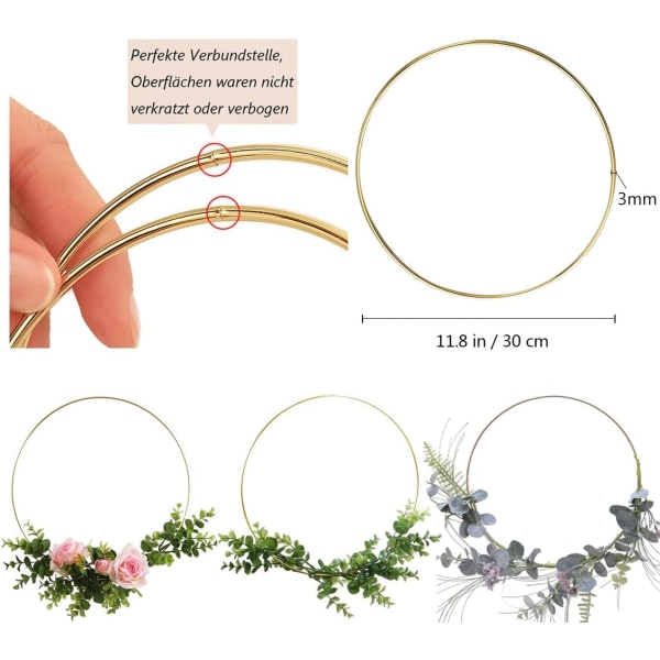 Metallringar 30 cm 4 stycken Guld Drömfångare Macrame Ring för Dröm
