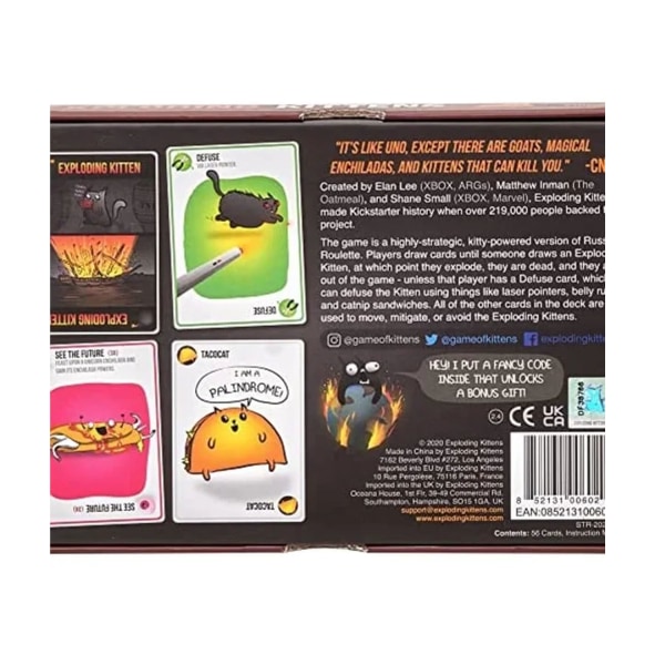 Exploding Kittens - Korttipeli - Perhejuhlapeli - Venäläinen ruletti