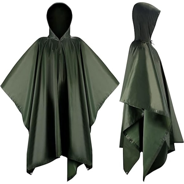 Sotilaanvihreä 140 * 200cm vedenpitävä poncho huppu, 3-in-1 militar