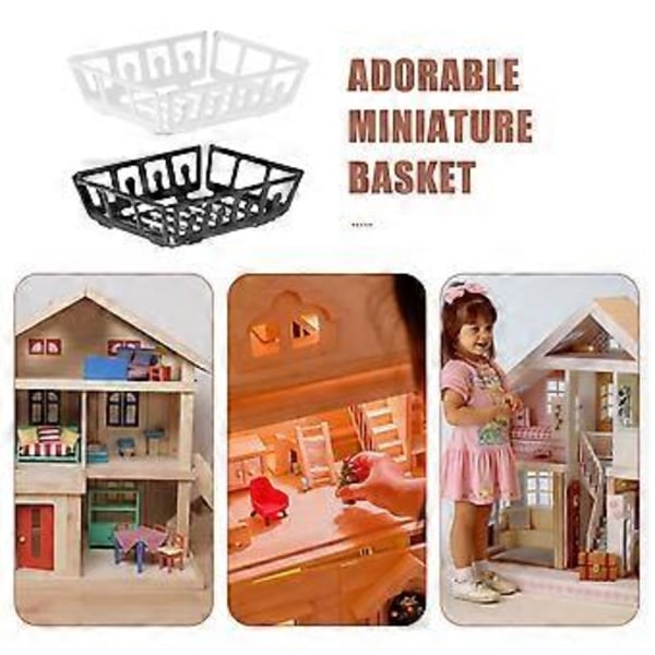 2 st Dockskåp Mini Korgar Dockhus Förvaringskorgar Miniatyr Förvaringskorgar Dockskåpstillbehör
