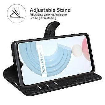 Pengepung Design Læder Telefon Case Folio Flip Cover med Stativ til Realme C21