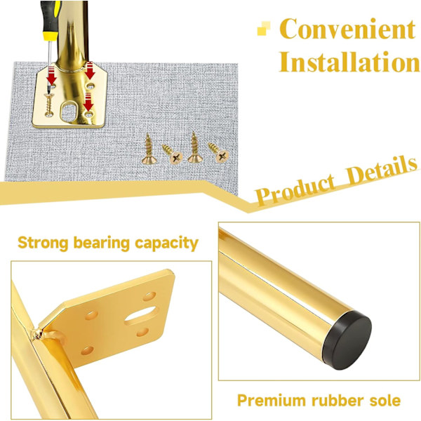 4 st metallmöbelfötter, metallmöbelben möbelben för skåp, metallfötter för DIY