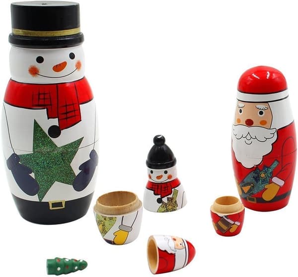 Russisk Nesting Doll 5 Lag Julemand Matryoshka Doll Wo