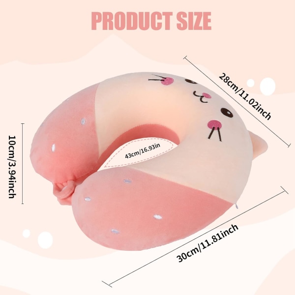 (C)Travel Pillow Neck Cushion 30*30cm Memory Foam Neck Pillow Cute U-Shaped Travel Pillow Kids Suppo